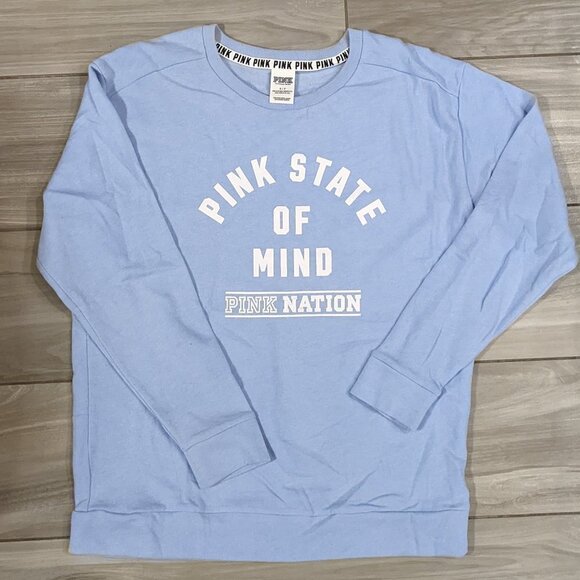 🧡 PINK Victoria's Secret "Pink State of Mind" Pullover Crew Neck Sweatshirt - Picture 1 of 3